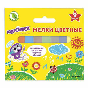 Мелки цветные Юнландия - 9 шт - Квадратные