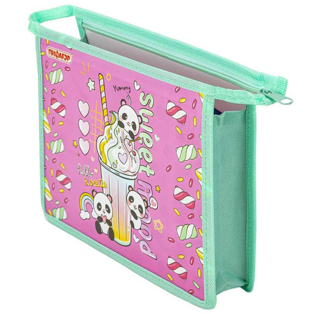 Папка для тетрадей Пифагор Sweet mood - 1 отделение - А5 - На молнии Папка для тетрадей Пифагор Sweet mood - 1 отделение - А5 - На молнии