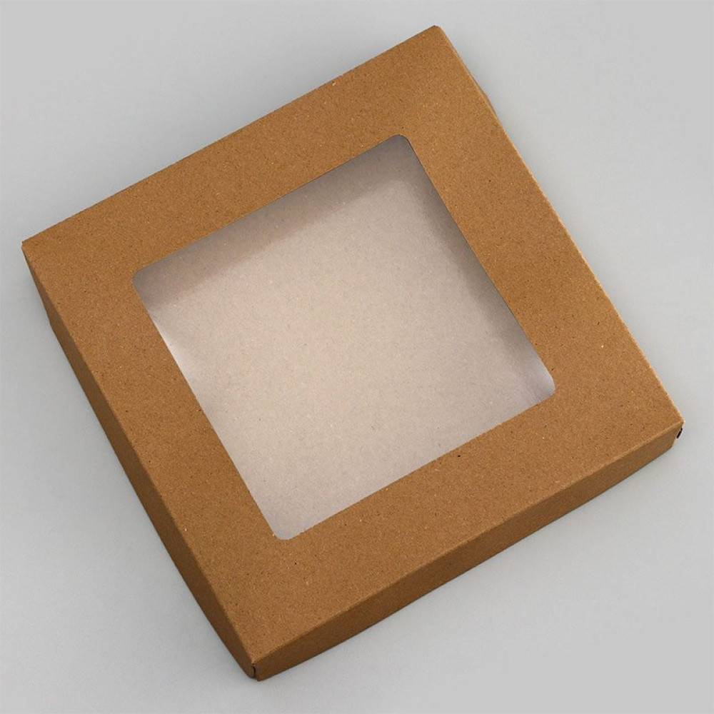 Коробка подарочная с окном Крафт - 20*20*4 см Коробка подарочная с окном Крафт - 20*20*4 см