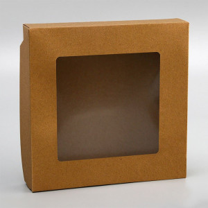 Коробка подарочная с окном Крафт - 20*20*4 см