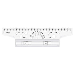 Линейка рейсшина с металлическим роликом Стамм - 22 см