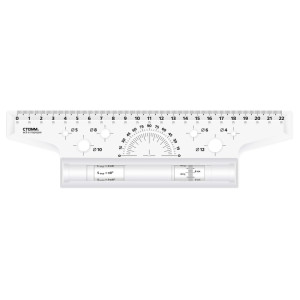 Линейка рейсшина с металлическим роликом Стамм - 22 см