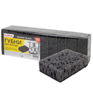 Губки для посуды Laima SQUARE BLACK - 10 шт - 98*66*30 мм
