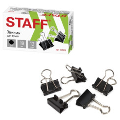 Зажимы для бумаг Staff Everyday - 19 мм - Черный - 12шт Зажимы для бумаг Staff Everyday - 19 мм - Черный - 12шт
