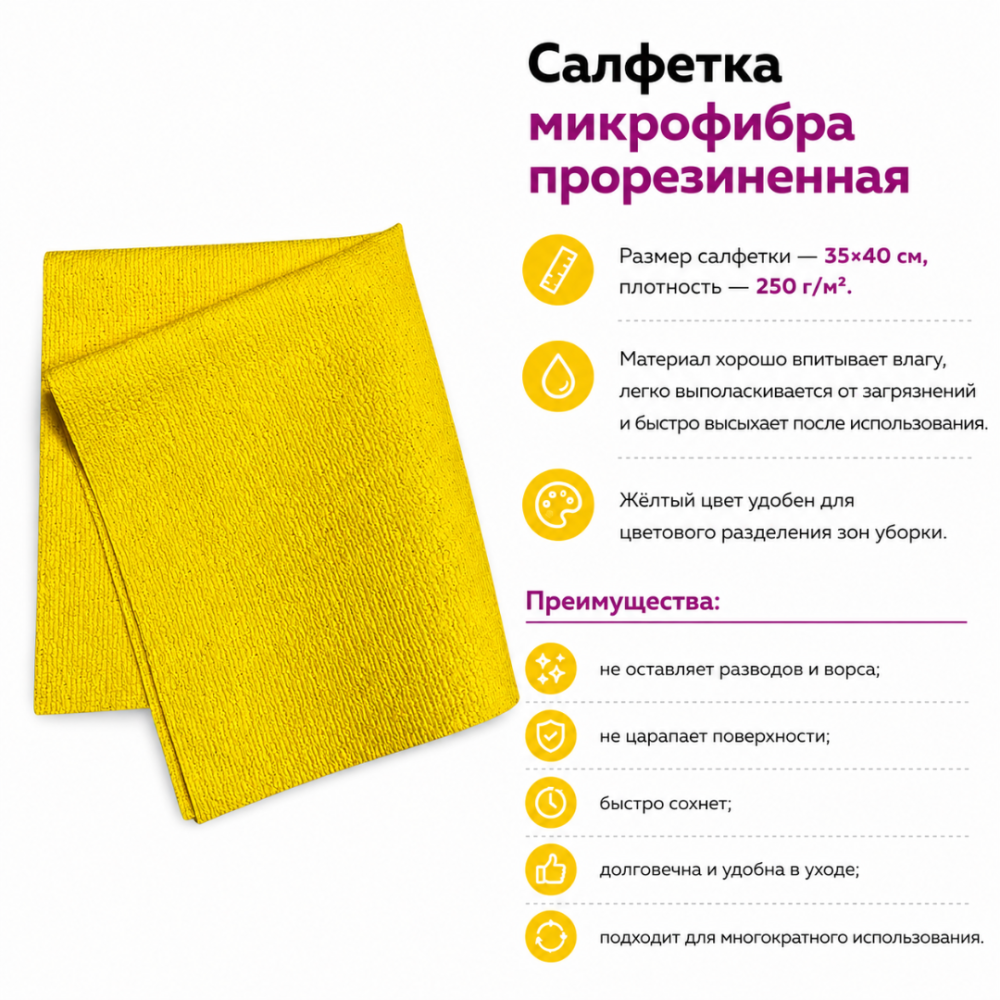 Салфетка из микрофибры Oceanica - 40*35 см - 1 шт Салфетка из микрофибры Oceanica - 40*35 см - 1 шт