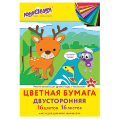 Набор цветной бумаги Юнландия Олененок - А4 - 16 листов - 16 цветов Набор цветной бумаги Юнландия Олененок - А4 - 16 листов - 16 цветов