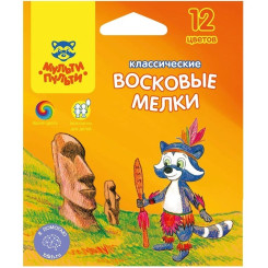 Мелки восковые Мульти-Пульти Енот на острове Пасхи - 12 цветов - Круглые