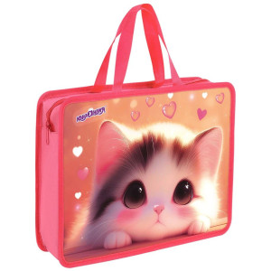 Папка с ручкой Юнландия Dreamy kitty - 1 отделение - А4 - На молнии
