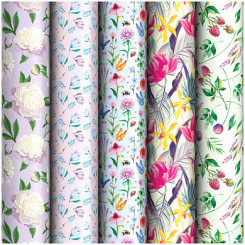 Бумага декоративная упаковочная Flowers, Pastel, Summer mood - 70*100 см