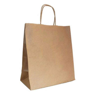 Пакет бумажный Крафт с кручеными ручками - 26*15*35 см