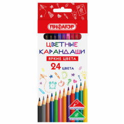 Набор цветных карандашей Пифагор Эко Классик - 24 цветов - Шестигранные