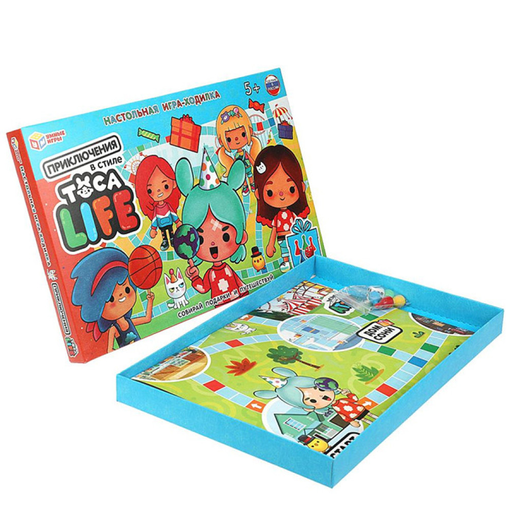 Настольная игра ходилка Приключения в стиле Toca Life с фишками - 1 шт Настольная игра ходилка Приключения в стиле Toca Life с фишками - 1 шт