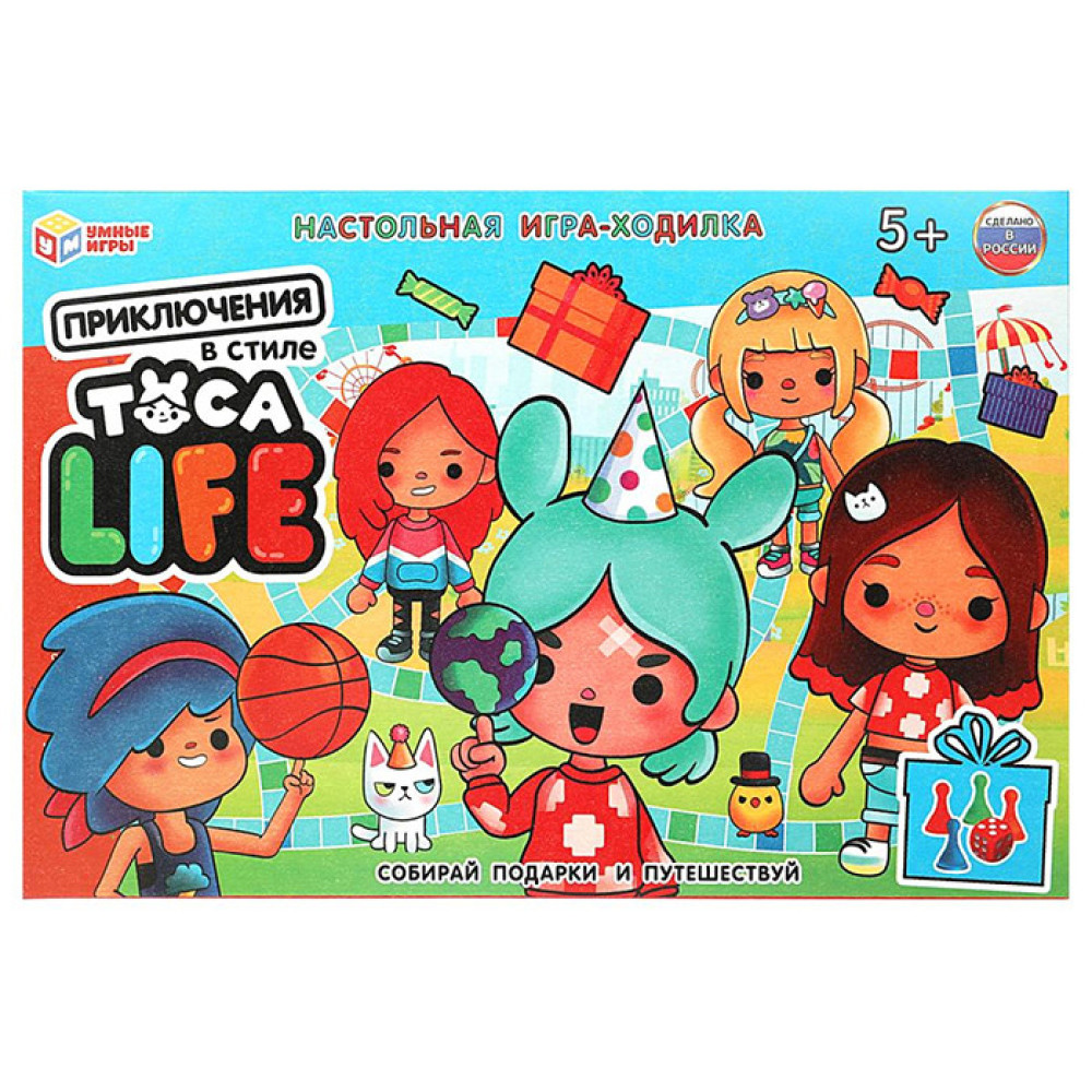 Настольная игра ходилка Приключения в стиле Toca Life с фишками - 1 шт Настольная игра ходилка Приключения в стиле Toca Life с фишками - 1 шт