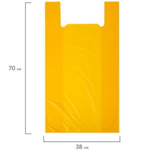 Пакет-майка Laima ПНД - 38+20х70 мм - 25 мкм - 100 шт - Желтый