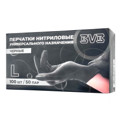 Перчатки нитриловые BVB неопудренные - Черные - Размер L