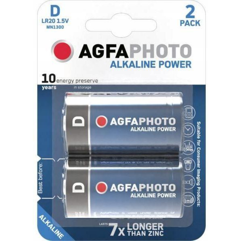 Батарейка алкалиновая AgfaPhoto LR20 - 1,5 V - 2 шт Батарейка алкалиновая AgfaPhoto LR20 - 1,5 V - 2 шт