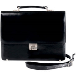 Портфель - Калипсо - кожа - черный - 1 отделение - метал. замок - с ремнем Портфель - Калипсо - кожа - черный - 1 отделение - метал. замок - с ремнем