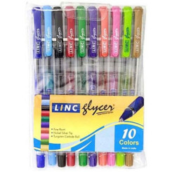 Набор шариковых ручек Linc Glycer - 0,7 мм - 10 цветов - 10 ручек Набор шариковых ручек Linc Glycer - 0,7 мм - 10 цветов - 10 ручек