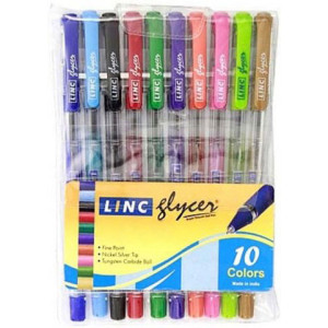 Набор шариковых ручек Linc Glycer - 0,7 мм - 10 цветов - 10 ручек