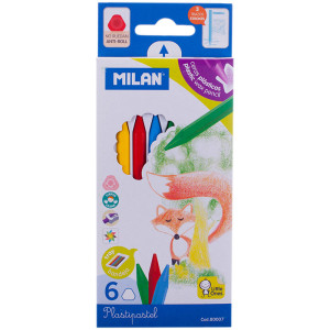 Мелки восковые Milan - 6 цветов - Закругленные
