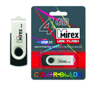 USB-флеш-накопитель Mirex Swivel Rubber Black - 4 ГБ - Черно-серебристый