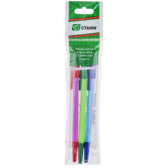 Набор шариковых ручек 049 - 3 штуки - 3 цвета - 1мм Набор шариковых ручек 049 - 3 штуки - 3 цвета - 1мм