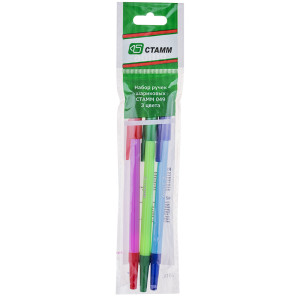 Набор шариковых ручек 049 - 3 штуки - 3 цвета - 1мм