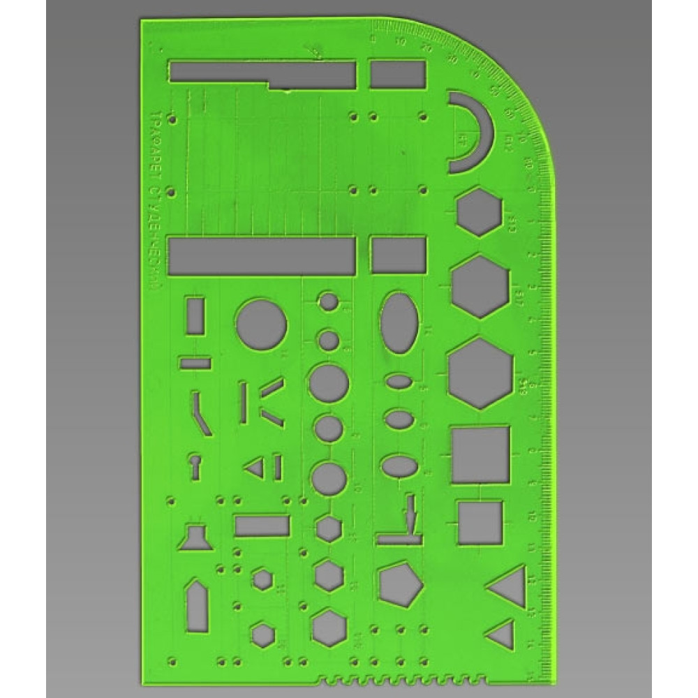 Трафарет студенческий Стамм ТТ81 - Линейка 15 см - Транспортир 90° Трафарет студенческий Стамм ТТ81 - Линейка 15 см - Транспортир 90°