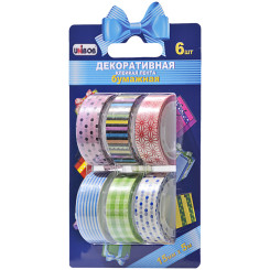 Клейкая лента декоративная Unibob - 15 мм - 5 м - 6 штук Клейкая лента декоративная Unibob - 15 мм - 5 м - 6 штук