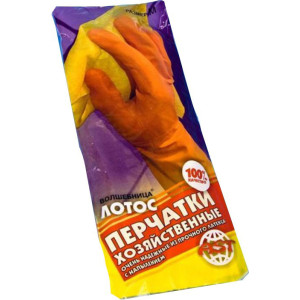 Перчатки хозяйственные резиновые - С ворсовой подложкой - L размер