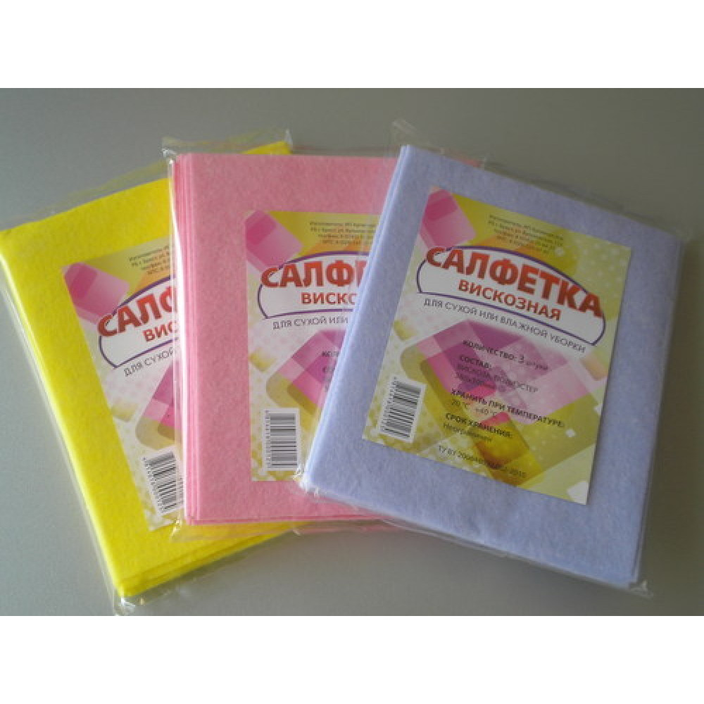 Салфетка протирочная вискозная - 38*30 см - 3 штуки Салфетка протирочная вискозная - 38*30 см - 3 штуки
