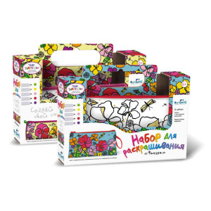 Набор для раскрашивания - Совушка/ Фиалки - пенал-тубус