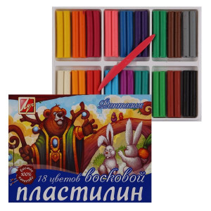 Пластилин восковой Фантазия - 18 цветов - 315 г