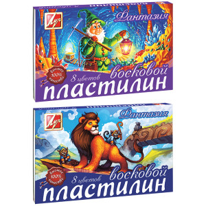 Пластилин восковой Фантазия - 8 цветов - 140 г - со стеком