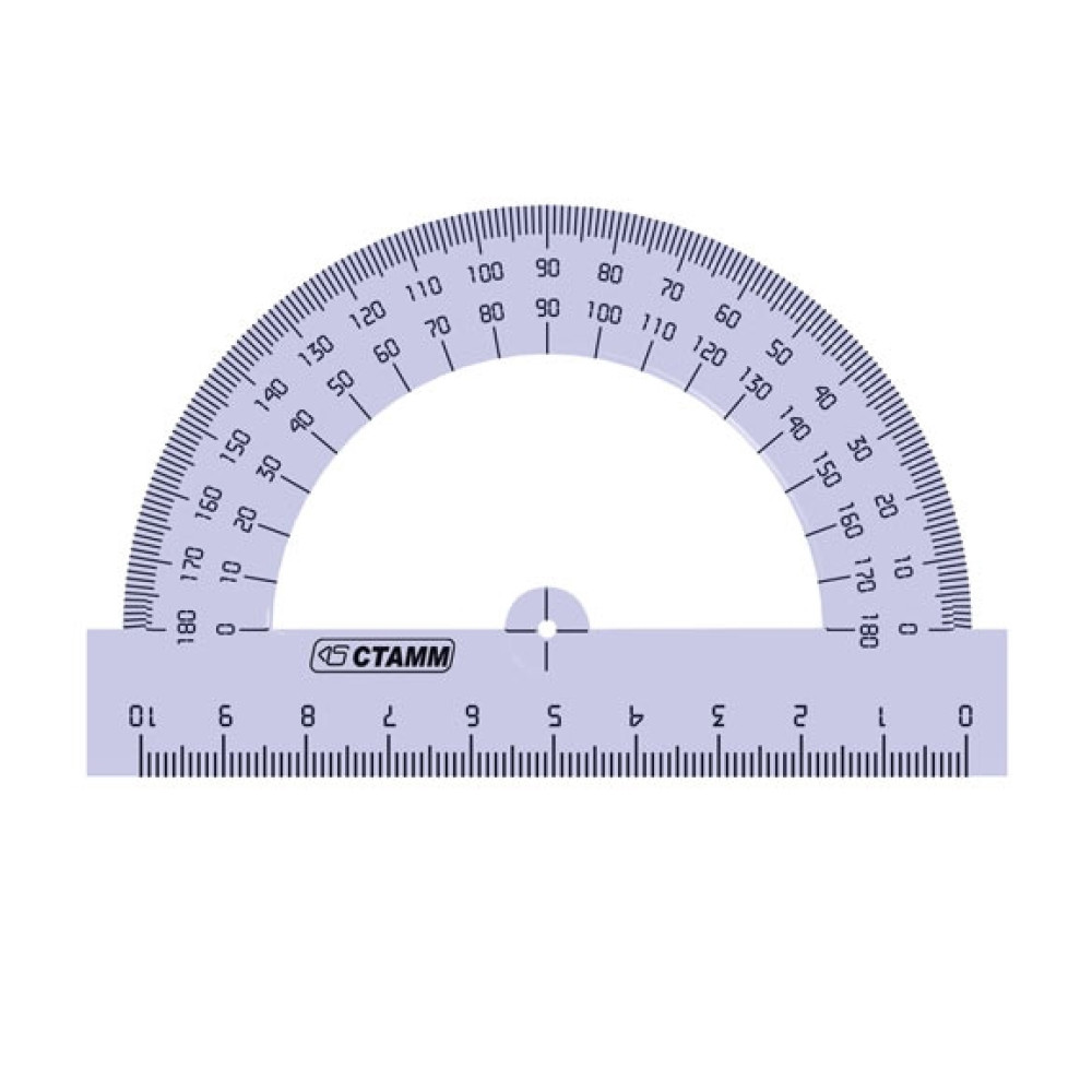 Транспортир пластиковый 10 см - Тонированный Транспортир пластиковый 10 см - Тонированный
