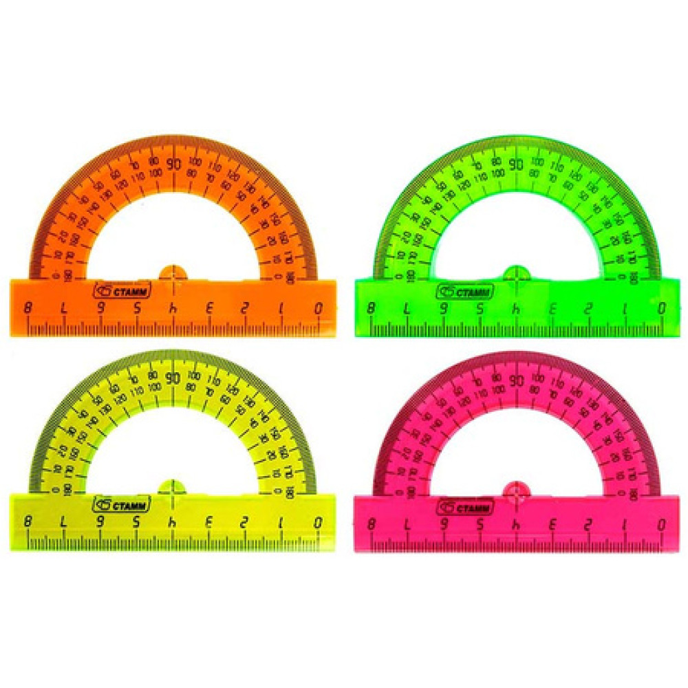 Транспортир пластиковый - 8 см - Прозрачный флюоресцентный Транспортир пластиковый - 8 см - Прозрачный флюоресцентный