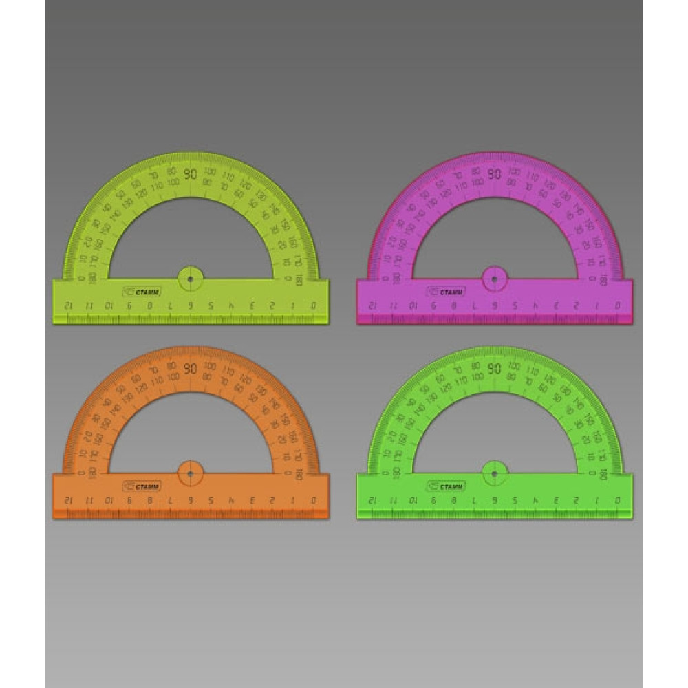 Транспортир пластиковый 10 см - Флуоресцентный Транспортир пластиковый 10 см - Флуоресцентный