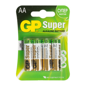 Батарейки алкалиновые GP Super - 1.5 V - LR6 - AA - 4 шт