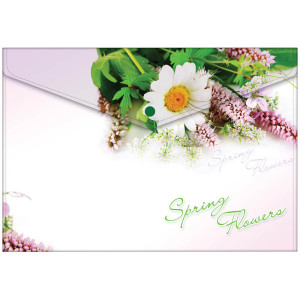 Папка-конверт - Spring flowers - А4 - с кнопкой