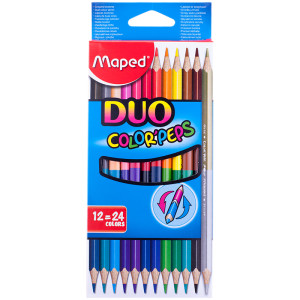 Карандаши Maped Color Peps - 24 цвета - двухсторонние - 12 шт - заточенные, 3-гранные