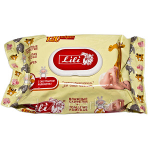 Салфетки влажные Lili - 120 шт - С календулой и алоэ