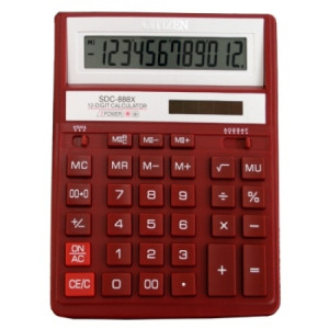 Калькулятор настольный Citizen - SDC-888XRD - 12 разрядов - Красный