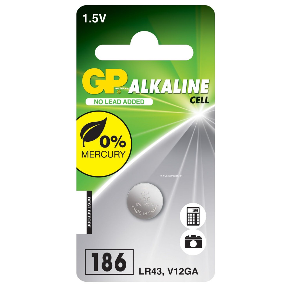 Батарейка GP AG12 - 1.5 V - LR43 - 1 шт Батарейка GP AG12 - 1.5 V - LR43 - 1 шт