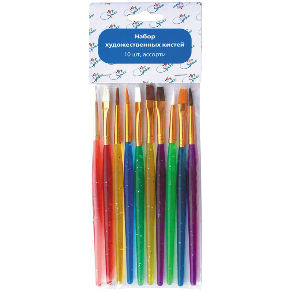 Набор кистей для рисования - 10 штук ассорти - Пони, Щетина, Нейлон Набор кистей для рисования - 10 штук ассорти - Пони, Щетина, Нейлон