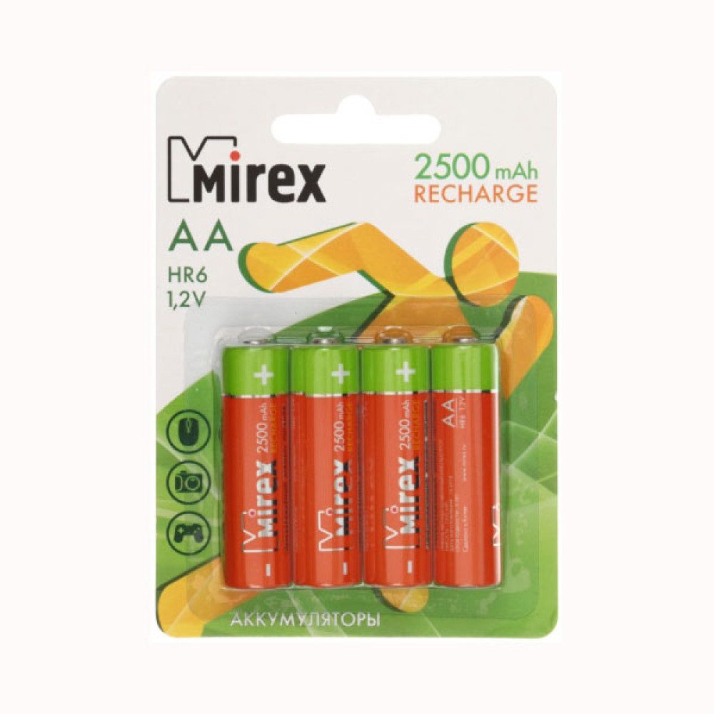 Батарейка аккумуляторная Mirex - АА - 1,2V - 2500 мАч - 1 шт Батарейка аккумуляторная Mirex - АА - 1,2V - 2500 мАч - 1 шт