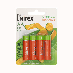 Батарейка аккумуляторная Mirex - АА - 1,2V - 2500 мАч - 1 шт
