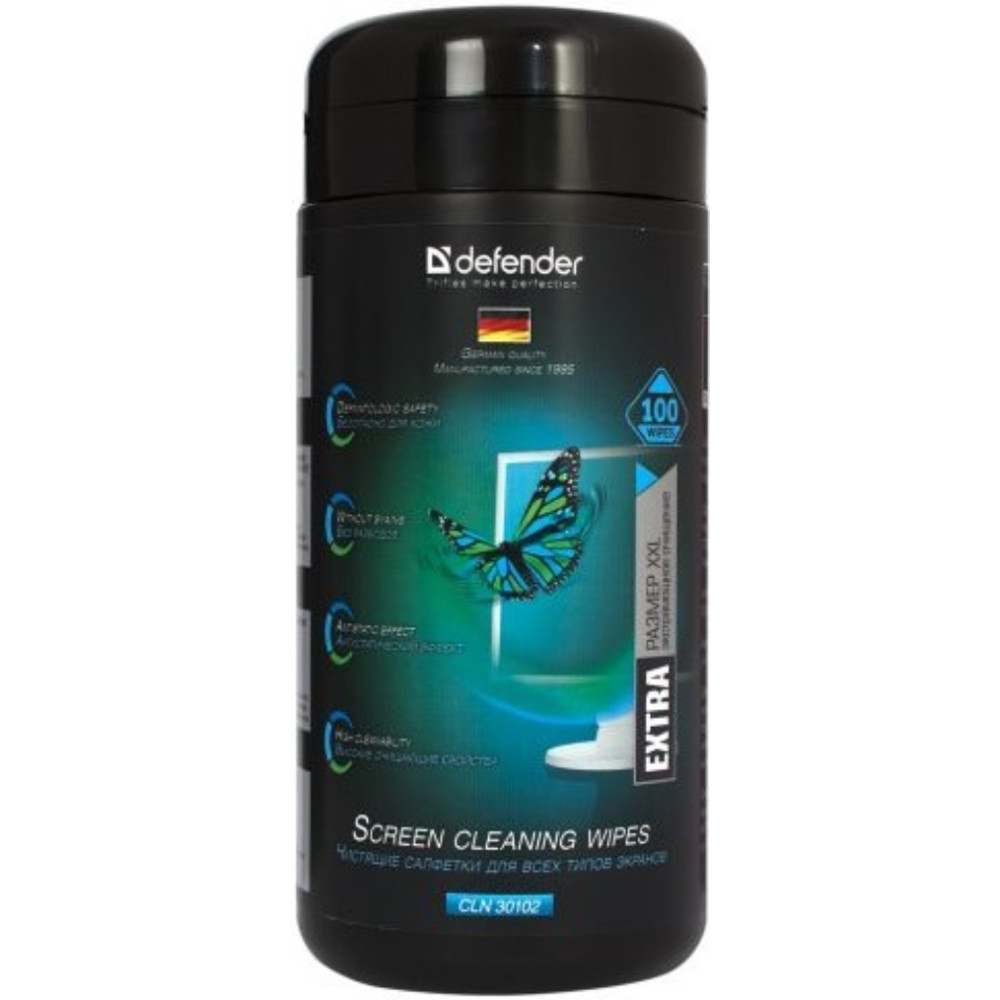 Туба с чистящими салфетками Defender - Для экранов - 100 шт Туба с чистящими салфетками Defender - Для экранов - 100 шт