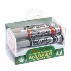 Набор маркеров для доски Pentel Maxiflo - 4 штуки - ассорти - с щеткой