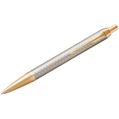 Ручка шариковая Parker - IM Premium Warm Silver GT - Синяя - 1,0 мм - Кнопочный механизм -  Подарочная упаковка