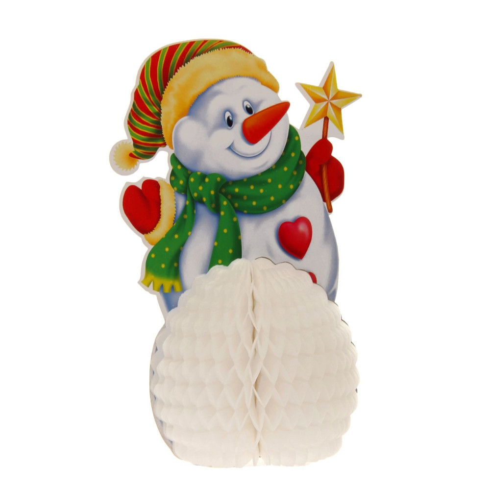 Новогодний бумажный декор - Снеговик - 23*20*20 см Новогодний бумажный декор - Снеговик - 23*20*20 см